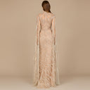High Neck Gown with Long Cape Sleeves
