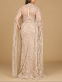 High Neck Gown with Long Cape Sleeves