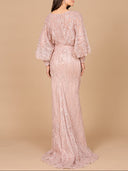 Long Bishop Sleeve Lace Gown