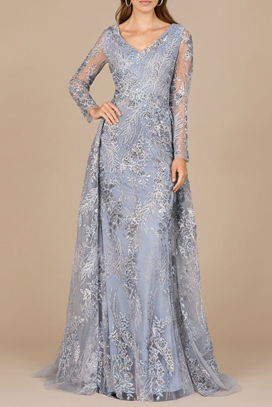 long sleeve evening lace dresses Lara Gown with Overskirt Slate/Multi / 6 FALLIN’ HARD <strong>STEP 3:</strong>  Additional Insurance:$7000 Total (+$250.00) 24 Vendor 9 Cheap Maternity Clothes
