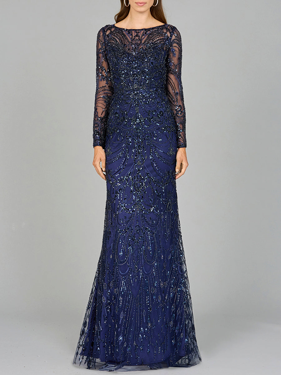 Lara 29050 - Long Sleeve Lace Gown