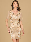 Beaded Short Sleeve Cocktail Dress