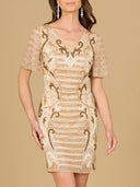 Beaded Short Sleeve Cocktail Dress