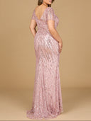 Short Sleeve, Beaded Mermaid Gown