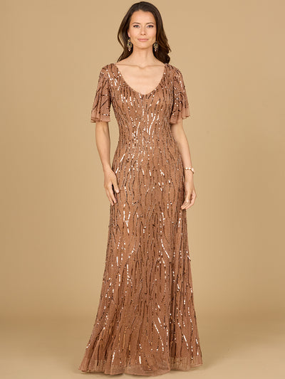 Lara 29074 - Beaded Gown With Cape Sleeves