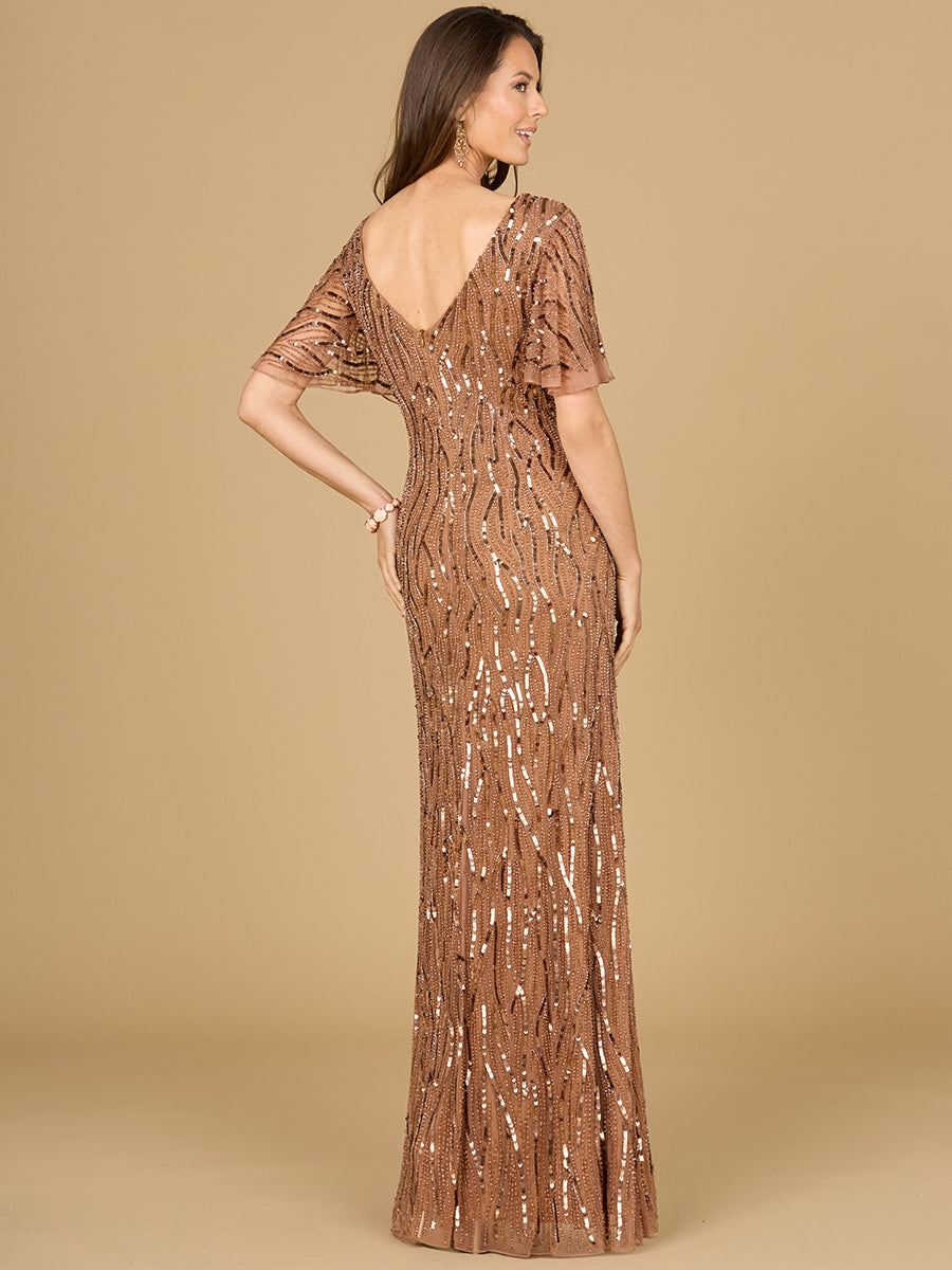 Lara 29074 - Beaded Gown With Cape Sleeves