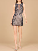 Illusion Neck Beaded Short New Year's Eve Dress  - OUTLET