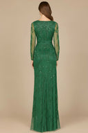 Elegant Long Sleeve Beaded Gown  - OUTLET