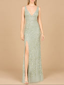 Embellished Gown with Slit - OUTLET