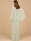 Long Cape Sleeves Beaded Dress  - OUTLET