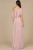 Off Shoulder Sheath Beaded Gown - OUTLET