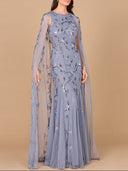 Mermaid Beaded Dress with Long Cape - OUTLET