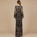 Bell Sleeved High Neck Beaded Gown