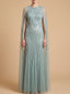 Elegant Beaded Dress with Long Cape