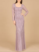 V Neck Beaded Long Sleeve Dress