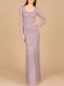 V Neck Beaded Long Sleeve Dress