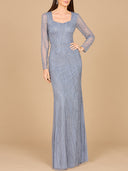 V Neck Beaded Long Sleeve Dress