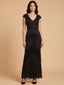 Cap Sleeve Beaded Gown with Fringe | 29098