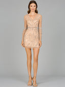Long Sleeve V-Neck Cocktail Dress