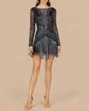 High Neck Cocktail Dress with Long Sleeves