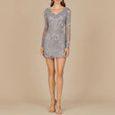 Long Sleeve Short Beaded Dress