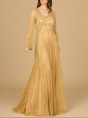 Beaded Long Dress with Flare Sleeves