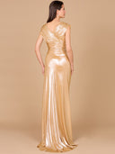 V-Neck Metallic Dress with Slit | 29124 - OUTLET