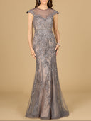 Sheath Lace Gown with Cap Sleeves