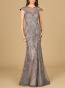 Sheath Lace Gown with Cap Sleeves