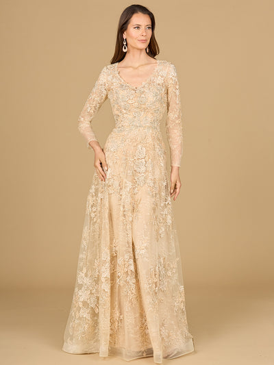 Lara 29135 - Lace Ballgown with Long Sleeves