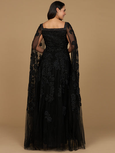 Lara 29138 - Lace Gown with Long Cape Sleeves