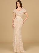 Lara 29144 - Mermaid Lace Gown-Dress-Lara-Champagne-4-Lara