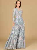 Illusion Neck, Long Sleeve Ballgown