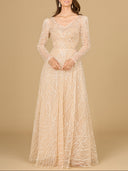 Long Sleeve V-Neck Ballgown