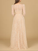 Long Sleeve V-Neck Ballgown