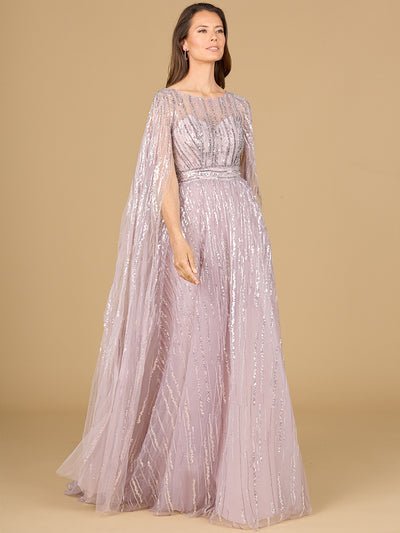Lara 29150 - A-line Gown with Long Cape Sleeves
