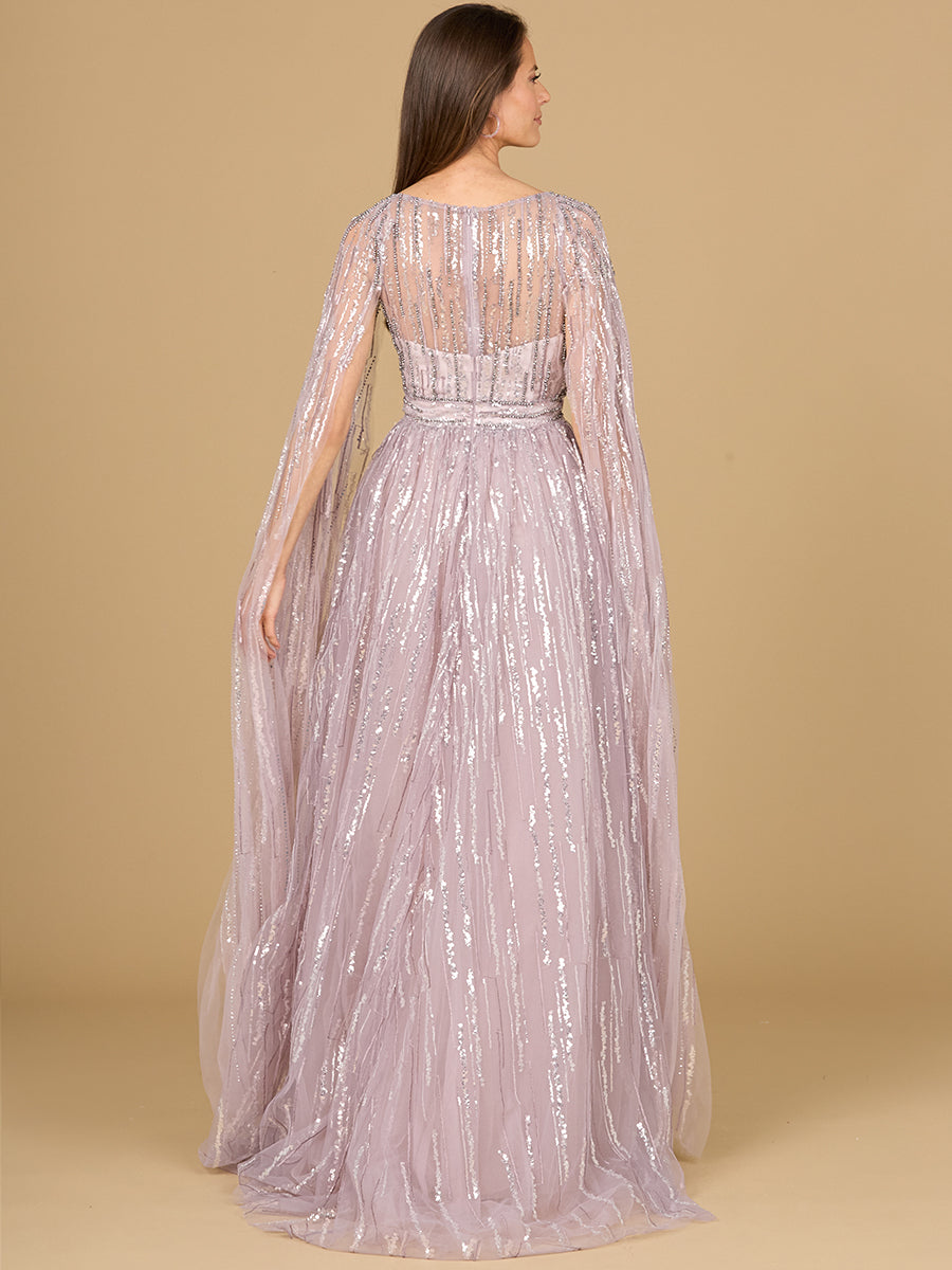 Lara 29150 - A-line Gown with Long Cape Sleeves
