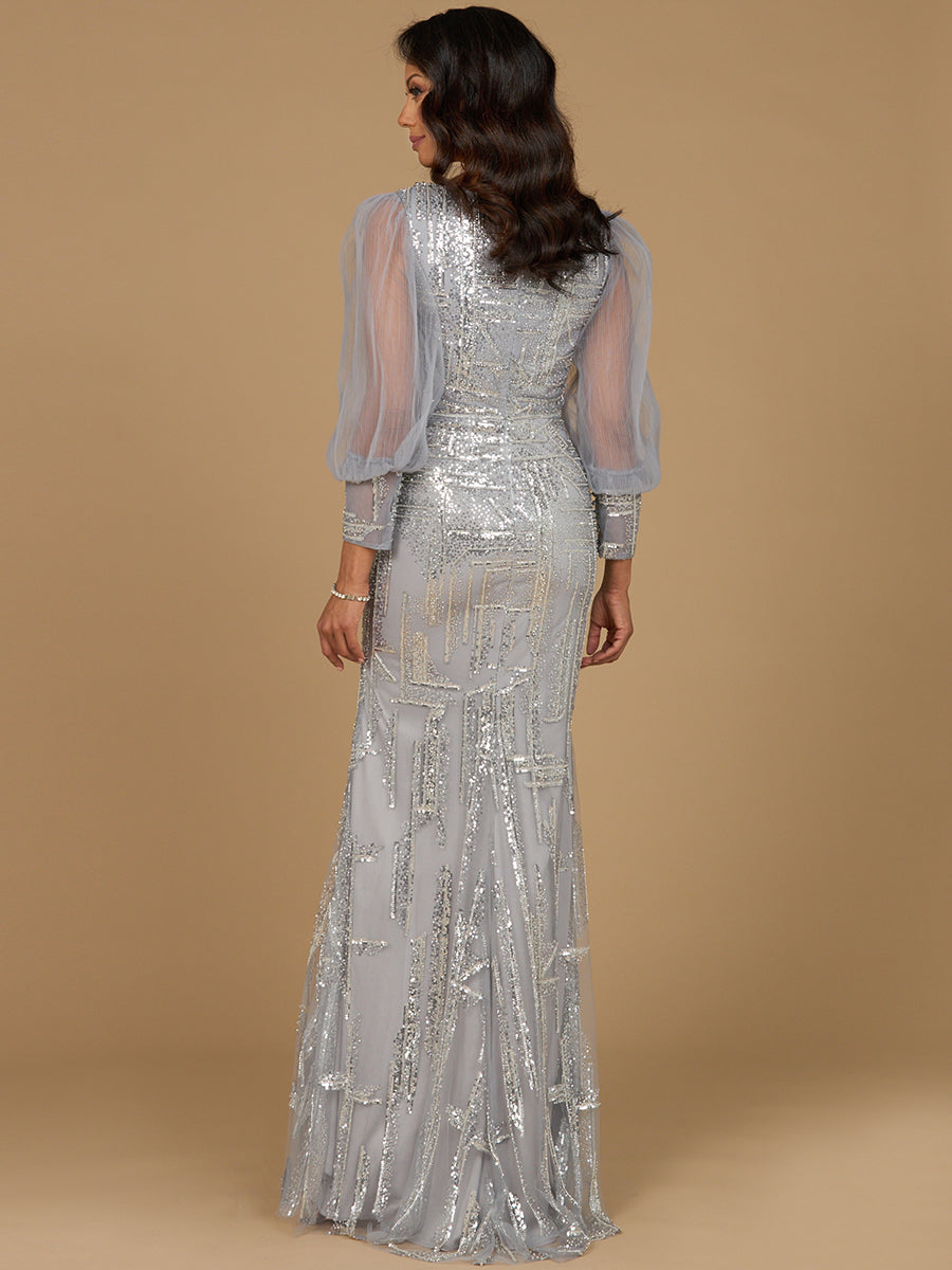 Lara 29158 - Long Sleeve Lace Gown with Removable Over Skirt