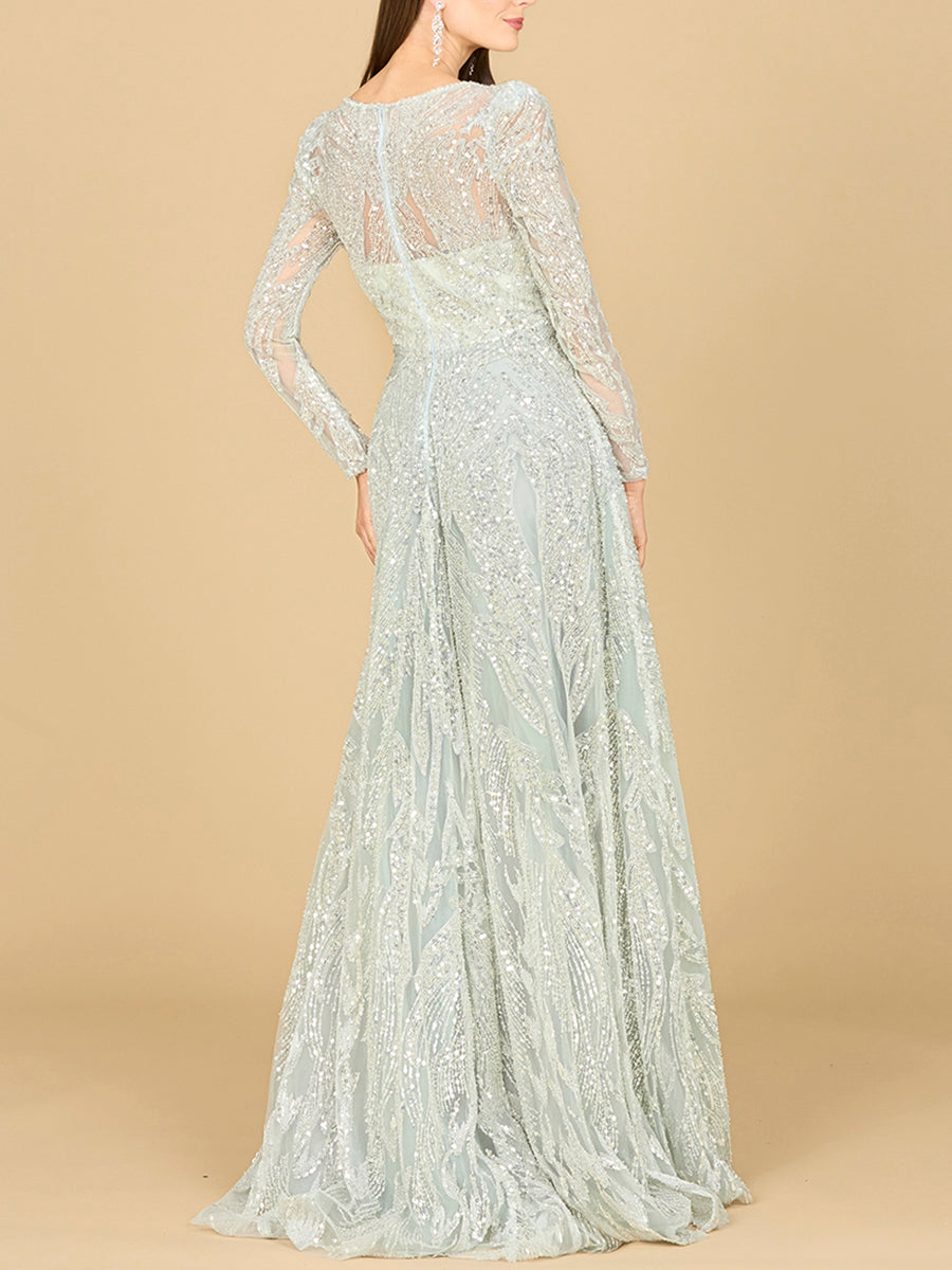 Lara 29159 - Long Sleeve Beaded Lace Gown