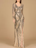 Cascading Beads Long Sleeve Dress - OUTLET
