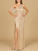 Beaded One Shoulder Dress with Train