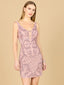 Lara 29176 - Deep V-Neck Beaded Mini Dress with Low Back-Dress-Lara-Lara