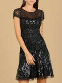 Cap Sleeve Sequin Short Dress