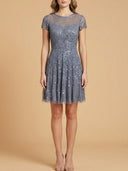 Cap Sleeve Sequin Short Dress