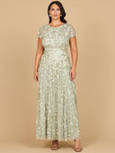 3D Floral Embellished Cap Sleeve Gown | 29181