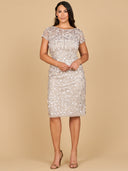 3D Applique Midi Dress with Cap Sleeves | 29186