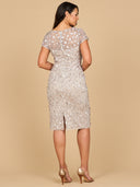3D Applique Midi Dress with Cap Sleeves | 29186