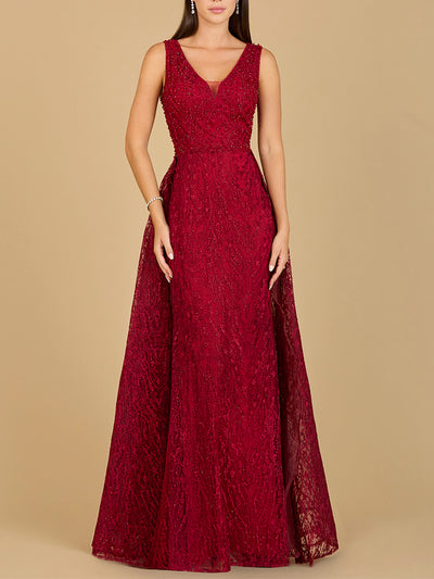 Lara 29197 - Lace Embroidered Overskirt Dress