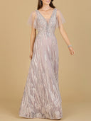 Cape Sleeve V-Neck Gown  - OUTLET