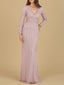 Long Sleeve V-Neck Beaded Gown